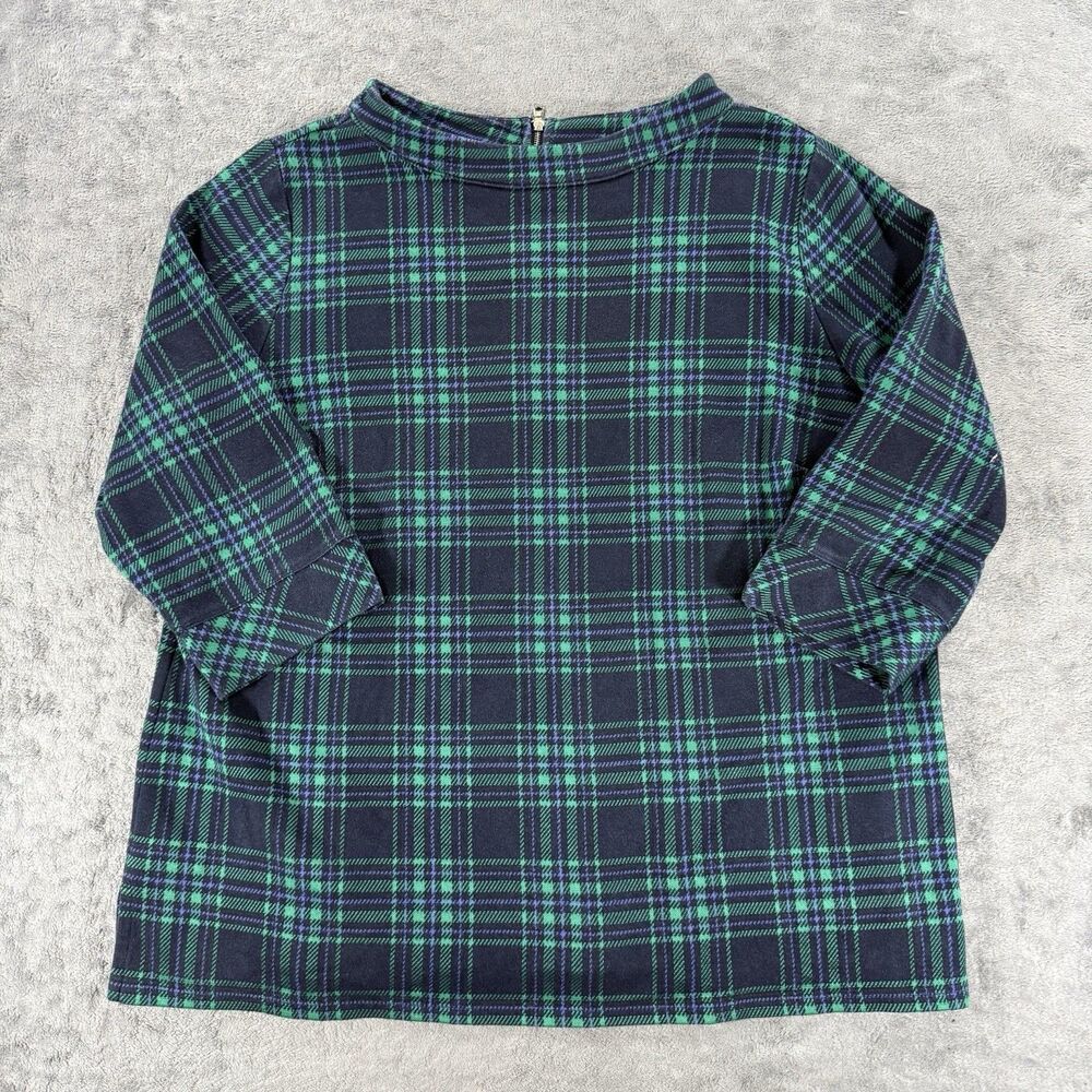 Talbots Plus Funnel Neck Blouse Mod Plaid Navy Green 2X - Picture 1 of 3